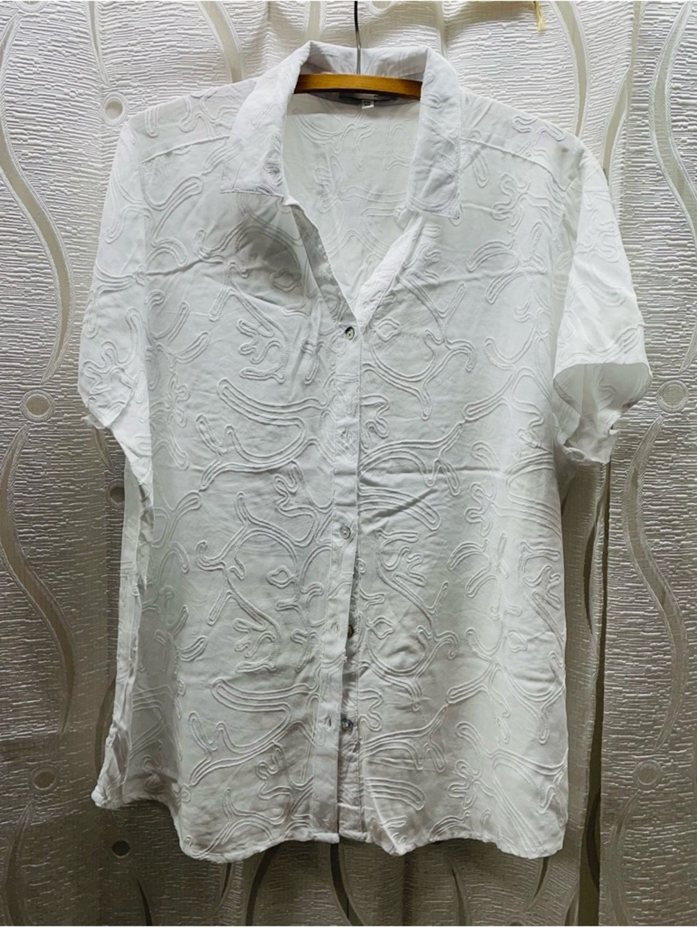 Marie‎ Claire Button Down Women XXL White Excellent Soutache Embroidered Top